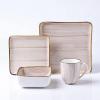 imageStone Lain Esmeralda Porcelain Dinnerware Set Service for 8 32 Pieces Square Green Brushed DesignBrown