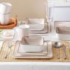 imageStone Lain Esmeralda Porcelain Dinnerware Set Service for 8 32 Pieces Square Green Brushed DesignBrown