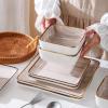 imageStone Lain Esmeralda Porcelain Dinnerware Set Service for 8 32 Pieces Square Green Brushed DesignBrown