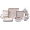 imageStone Lain Esmeralda Porcelain Dinnerware Set Service for 8 32 Pieces Square Green Brushed DesignBrown