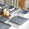 imageStone Lain Esmeralda Porcelain Dinnerware Set Service for 8 32 Pieces Square Green Brushed DesignGray