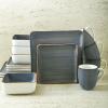 imageStone Lain Esmeralda Porcelain Dinnerware Set Service for 8 32 Pieces Square Green Brushed DesignGray