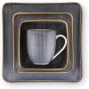 imageStone Lain Esmeralda Porcelain Dinnerware Set Service for 8 32 Pieces Square Green Brushed DesignGray