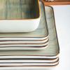 imageStone Lain Esmeralda Porcelain Dinnerware Set Service for 8 32 Pieces Square Green Brushed DesignGreen