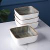 imageStone Lain Esmeralda Porcelain Dinnerware Set Service for 8 32 Pieces Square Green Brushed DesignGreen