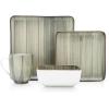 imageStone Lain Esmeralda Porcelain Dinnerware Set Service for 8 32 Pieces Square Green Brushed DesignGreen