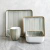 imageStone Lain Esmeralda Porcelain Dinnerware Set Service for 8 32 Pieces Square Green Brushed DesignGreen