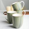 imageStone Lain Esmeralda Porcelain Dinnerware Set Service for 8 32 Pieces Square Green Brushed DesignGreen