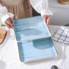 imageStone Lain Esmeralda Porcelain Dinnerware Set Service for 8 32 Pieces Square Green Brushed DesignLight Blue