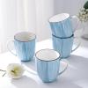 imageStone Lain Esmeralda Porcelain Dinnerware Set Service for 8 32 Pieces Square Green Brushed DesignLight Blue