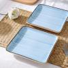 imageStone Lain Esmeralda Porcelain Dinnerware Set Service for 8 32 Pieces Square Green Brushed DesignLight Blue