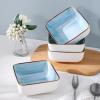 imageStone Lain Esmeralda Porcelain Dinnerware Set Service for 8 32 Pieces Square Green Brushed DesignLight Blue