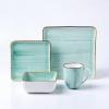 imageStone Lain Esmeralda Porcelain Dinnerware Set Service for 8 32 Pieces Square Green Brushed DesignLight Green