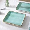imageStone Lain Esmeralda Porcelain Dinnerware Set Service for 8 32 Pieces Square Green Brushed DesignLight Green