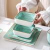 imageStone Lain Esmeralda Porcelain Dinnerware Set Service for 8 32 Pieces Square Green Brushed DesignLight Green