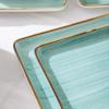 imageStone Lain Esmeralda Porcelain Dinnerware Set Service for 8 32 Pieces Square Green Brushed DesignLight Green