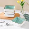 imageStone Lain Esmeralda Porcelain Dinnerware Set Service for 8 32 Pieces Square Green Brushed DesignLight Green
