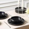 imageStone Lain Lagoon 24Piece Dinnerware Set Stoneware Plates and Bowls set Microwave and Dishwasher Safe Dish Set for 8 GreenBlack