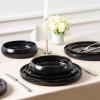 imageStone Lain Lagoon 24Piece Dinnerware Set Stoneware Plates and Bowls set Microwave and Dishwasher Safe Dish Set for 8 GreenBlack