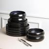 imageStone Lain Lagoon 24Piece Dinnerware Set Stoneware Plates and Bowls set Microwave and Dishwasher Safe Dish Set for 8 GreenBlack