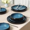 imageStone Lain Lagoon 24Piece Dinnerware Set Stoneware Plates and Bowls set Microwave and Dishwasher Safe Dish Set for 8 GreenBlue