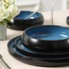 imageStone Lain Lagoon 24Piece Dinnerware Set Stoneware Plates and Bowls set Microwave and Dishwasher Safe Dish Set for 8 GreenBlue