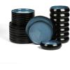 imageStone Lain Lagoon 24Piece Dinnerware Set Stoneware Plates and Bowls set Microwave and Dishwasher Safe Dish Set for 8 GreenBlue