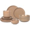 imageStone Lain Logan 16Piece Dinnerware Set Stoneware TerracottaBeige