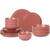 imageStone Lain Logan 16Piece Dinnerware Set Stoneware TerracottaTerracotta
