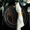 imageStone Lain Modern Splash Exquisite Fine China Dinnerware Set 16 Piece  Service for 4 White ampamp GoldBlack  Gold
