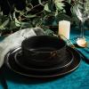 imageStone Lain Modern Splash Exquisite Fine China Dinnerware Set 16 Piece  Service for 4 White ampamp GoldBlack  Gold