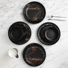 imageStone Lain Modern Splash Exquisite Fine China Dinnerware Set 16 Piece  Service for 4 White ampamp GoldBlack  Gold