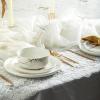 imageStone Lain Modern Splash Exquisite Fine China Dinnerware Set 16 Piece  Service for 4 White ampamp GoldWhite  Gold