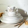 imageStone Lain Modern Splash Exquisite Fine China Dinnerware Set 16 Piece  Service for 4 White ampamp GoldWhite  Gold