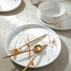 imageStone Lain Modern Splash Exquisite Fine China Dinnerware Set 16 Piece  Service for 4 White ampamp GoldWhite  Gold