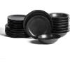 imageStone Lain Oasis 12Piece Dinnerware Set Stoneware Dishwasher and Microwave Safe Plates and Bowls Set Dish Set for 4 Grey BlueBlack