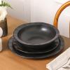 imageStone Lain Oasis 12Piece Dinnerware Set Stoneware Dishwasher and Microwave Safe Plates and Bowls Set Dish Set for 4 Grey BlueBlack