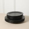 imageStone Lain Oasis 12Piece Dinnerware Set Stoneware Dishwasher and Microwave Safe Plates and Bowls Set Dish Set for 4 Grey BlueBlack