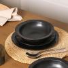imageStone Lain Oasis 12Piece Dinnerware Set Stoneware Dishwasher and Microwave Safe Plates and Bowls Set Dish Set for 4 Grey BlueBlack