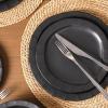 imageStone Lain Oasis 12Piece Dinnerware Set Stoneware Dishwasher and Microwave Safe Plates and Bowls Set Dish Set for 4 Grey BlueBlack
