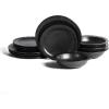 imageStone Lain Oasis 12Piece Dinnerware Set Stoneware Dishwasher and Microwave Safe Plates and Bowls Set Dish Set for 4 Grey BlueBlack