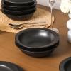 imageStone Lain Oasis 12Piece Dinnerware Set Stoneware Dishwasher and Microwave Safe Plates and Bowls Set Dish Set for 4 Grey BlueBlack