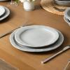 imageStone Lain Oasis 12Piece Dinnerware Set Stoneware Dishwasher and Microwave Safe Plates and Bowls Set Dish Set for 4 Grey BlueGrey Blue