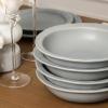 imageStone Lain Oasis 12Piece Dinnerware Set Stoneware Dishwasher and Microwave Safe Plates and Bowls Set Dish Set for 4 Grey BlueGrey Blue