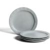 imageStone Lain Oasis 12Piece Dinnerware Set Stoneware Dishwasher and Microwave Safe Plates and Bowls Set Dish Set for 4 Grey BlueGrey Blue