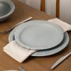 imageStone Lain Oasis 12Piece Dinnerware Set Stoneware Dishwasher and Microwave Safe Plates and Bowls Set Dish Set for 4 Grey BlueGrey Blue