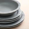 imageStone Lain Oasis 12Piece Dinnerware Set Stoneware Dishwasher and Microwave Safe Plates and Bowls Set Dish Set for 4 Grey BlueGrey Blue
