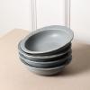 imageStone Lain Oasis 12Piece Dinnerware Set Stoneware Dishwasher and Microwave Safe Plates and Bowls Set Dish Set for 4 Grey BlueGrey Blue