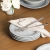 imageStone Lain Oasis 12Piece Dinnerware Set Stoneware Dishwasher and Microwave Safe Plates and Bowls Set Dish Set for 4 Grey BlueGrey Blue