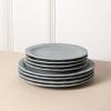 imageStone Lain Oasis 12Piece Dinnerware Set Stoneware Dishwasher and Microwave Safe Plates and Bowls Set Dish Set for 4 Grey BlueGrey Blue